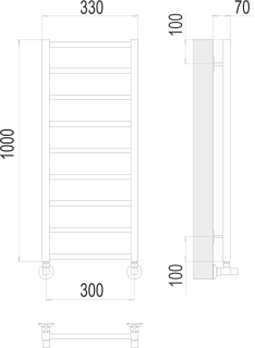Полотенцесушитель водяной Terminus Контур П9 300х1000
